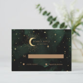 Celestial Quinceanera Moon Gold RSVP Response Kaar Kaartje (Staand voorkant)