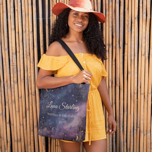 Celestial Quinceañera, op maat Tote Bag