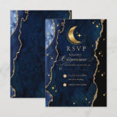 Celestial Quinceanera Stars and Moon Response Card RSVP Kaartje (Voorkant / Achterkant)