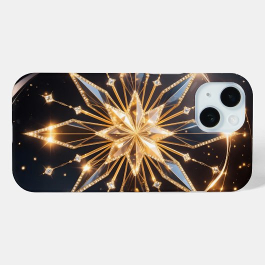 Celestial Radiance Golden Starburst Phone Case (Achterkant (horizontaal))