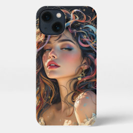 Celestial Radiance - Rainbow Winged Angel Portret iPhone 13 Hoesje