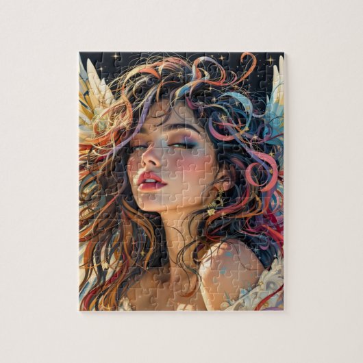 Celestial Radiance - Rainbow Winged Angel Portret Legpuzzel (Verticaal)