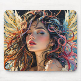 Celestial Radiance - Rainbow Winged Angel Portret Muismat