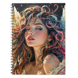 Celestial Radiance - Rainbow Winged Angel Portret Notitieboek