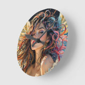 Celestial Radiance - Rainbow Winged Angel Portret Ronde Klok (Hoek)