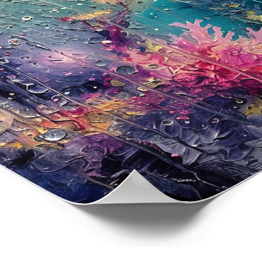 Celestial Rain: Een interstellair koraal Dreamscap Poster (Hoek)