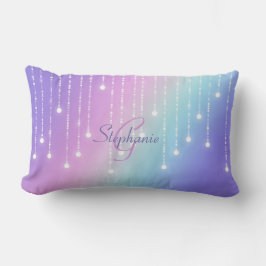 Celestial Rainbow Glitter Drips Custom Name Girly Kussen
