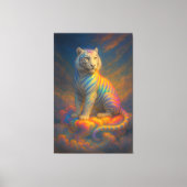 Celestial Rainbow White Tiger – Fantasy Art Painti Canvas Afdruk (Voorkant)