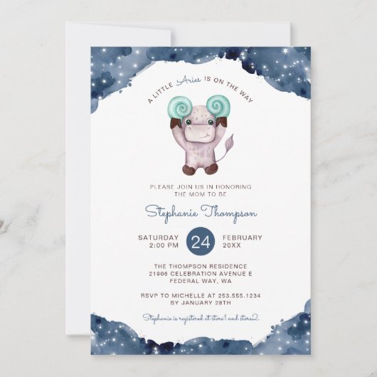 Celestial Ram Astrologie Teken Baby shower Kaart (Voorkant)