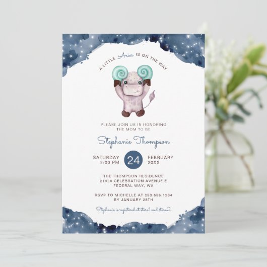 Celestial Ram Astrologie Teken Baby shower Kaart (Staand voorkant)