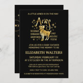 Celestial Ram Zodiac Baby shower Invitation Kaart (Voorkant / Achterkant)