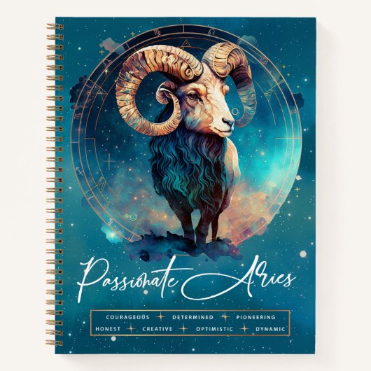 Celestial Ram Zodiac Etherische Fantasie Ram Notitieboek (Voorkant)
