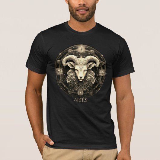 Celestial Ram Zodiac Symbool Fantasy Ram Ram Manne T-shirt (Voorkant)