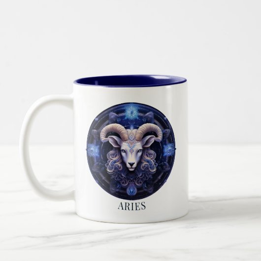 Celestial Ram Zodiac Symbool Fantasy Ram Tweekleurige Koffiemok (Links)