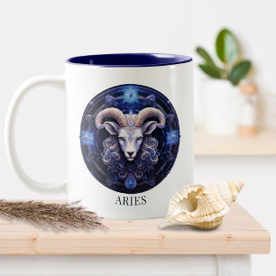 Celestial Ram Zodiac Symbool Fantasy Ram Tweekleurige Koffiemok