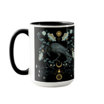 Celestial Raven Coffee Mok Viking Pagan Botanical