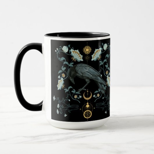 Celestial Raven Coffee Mok Viking Pagan Botanical (Links)