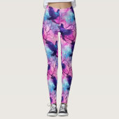 Celestial Raven Galaxy Pastel Halloween Patroon Leggings (Voorkant)