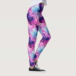 Celestial Raven Galaxy Pastel Halloween Patroon Leggings