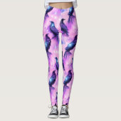 Celestial Raven Galaxy Pastel Halloween Patroon Leggings (Voorkant)