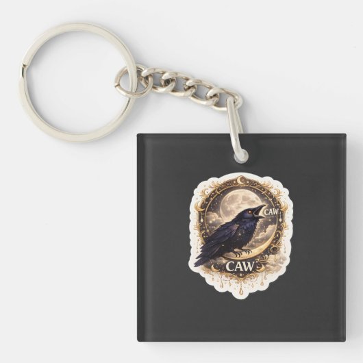 Celestial Raven Moon Gothic Night Nature Vibes Sleutelhanger (voorkant)