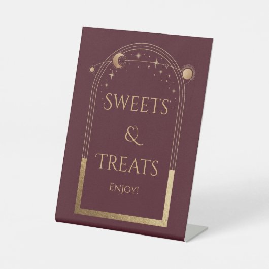 Celestial Red Gold Verjaardag snoep & lekkernijen Reclamebord Met Voetstuk (Voorkant)