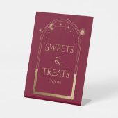Celestial Red Gold Verjaardag snoep & lekkernijen Reclamebord Met Voetstuk (Voorkant)