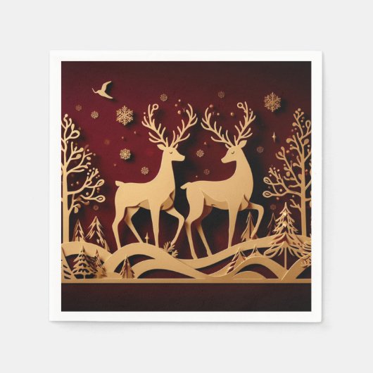 Celestial Reindeer Waltz – Golden Forest Servet (Voorkant)