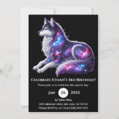 Celestial Resting Wolf Birthday Invitation Kaart (Voorkant)