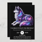 Celestial Resting Wolf Birthday Invitation Kaart (Voorkant / Achterkant)