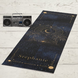 Celestial Rising Sun Monogram Palmen Gouden Glitte Yogamat