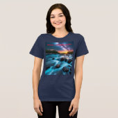 Celestial River Dreams - Abstracte zonsondergang e Tri-Blend Shirt (Voorkant volledig)