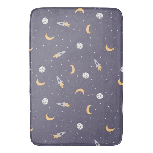Celestial Rocket Moon Stars Planetenpatroon Badmat (Voorkant Verticaal)