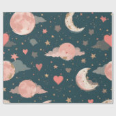 Celestial Romance Dreamy Moon & Stars Valentine Se Cadeaupapier (Vlak)
