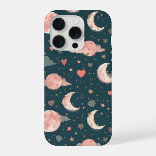 Celestial Romance Dreamy Moon & Stars Valentine Se iPhone Hoesje (Achterkant)
