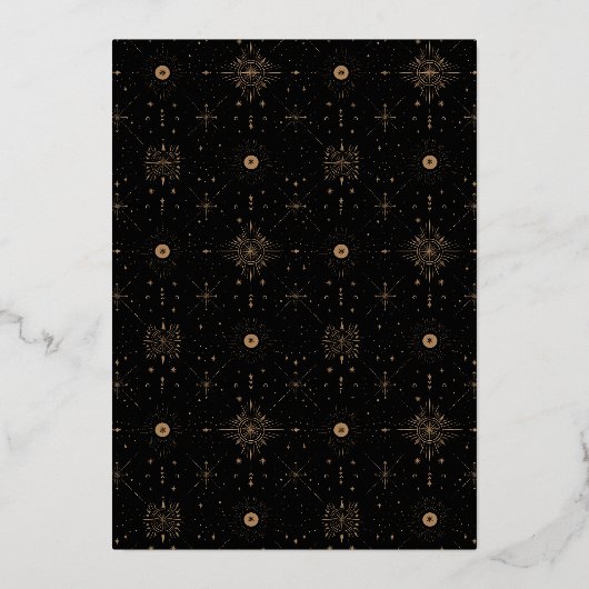 Celestial Romance Wedding Folie Uitnodiging (Achterkant)