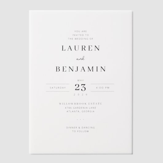 Celestial Romance Wedding Vellum Uitnodigingen (Voorkant)