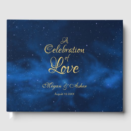Celestial Romantic Blue Nebula Galaxy Gastenboek (Voorkant)