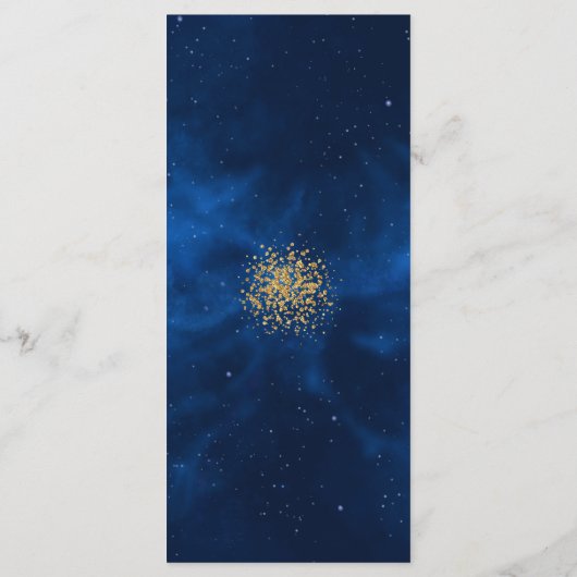 Celestial Romantic Blue Universe Gold Glitter Menu (Achterkant)