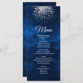 Celestial Romantic Blue Universe Silv Glitter Menu (Voorkant / Achterkant)