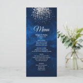 Celestial Romantic Blue Universe Silv Glitter Menu (Staand voorkant)
