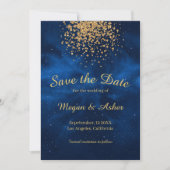 Celestial Romantic Modern Blue Universe Save The Date (Voorkant)