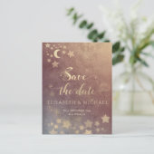 Celestial romantic moon and sterren calligraphy an aankondigingskaart (Staand voorkant)