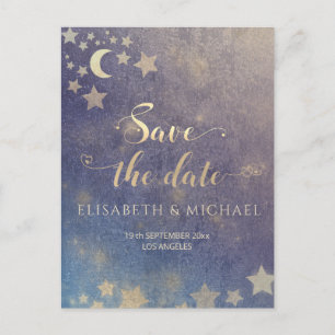 Celestial romantic moon and sterren calligraphy an aankondigingskaart