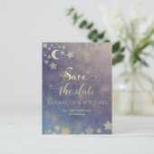 Celestial romantic moon and sterren calligraphy an aankondigingskaart (Staand voorkant)