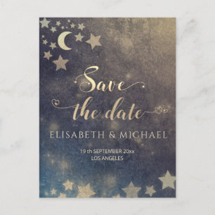 Celestial romantic moon and sterren calligraphy an aankondigingskaart