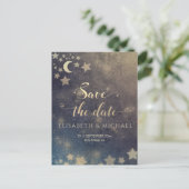 Celestial romantic moon and sterren calligraphy an aankondigingskaart (Staand voorkant)