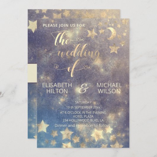 Celestial romantic moon and sterren calligraphy Go Kaart (Voorkant / Achterkant)