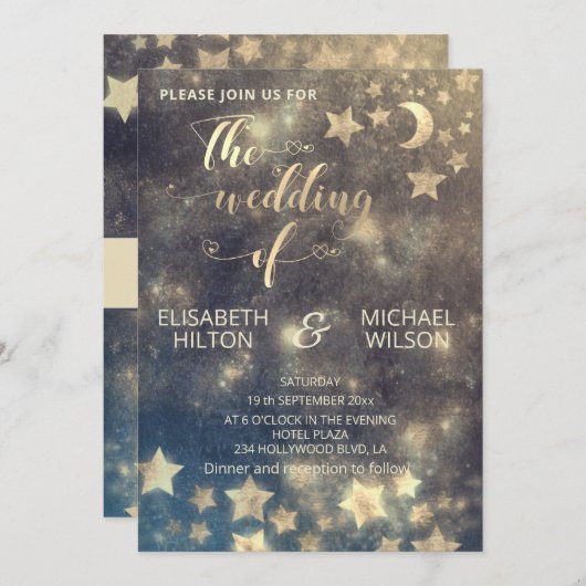 Celestial romantic moon and sterren calligraphy Go Kaart (Voorkant / Achterkant)