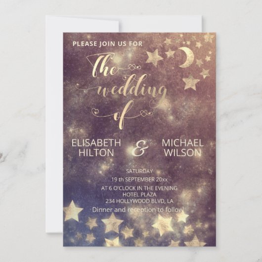 Celestial romantic moon and sterren calligraphy Go Kaart (Voorkant)